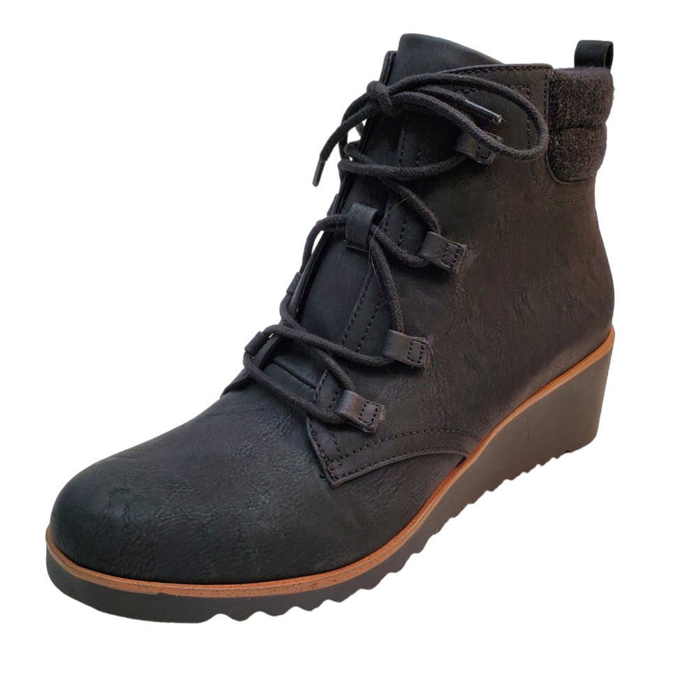 Lifestride Womens  Shoes Zone Wedge Heel Ankle Booties 8.5M Black